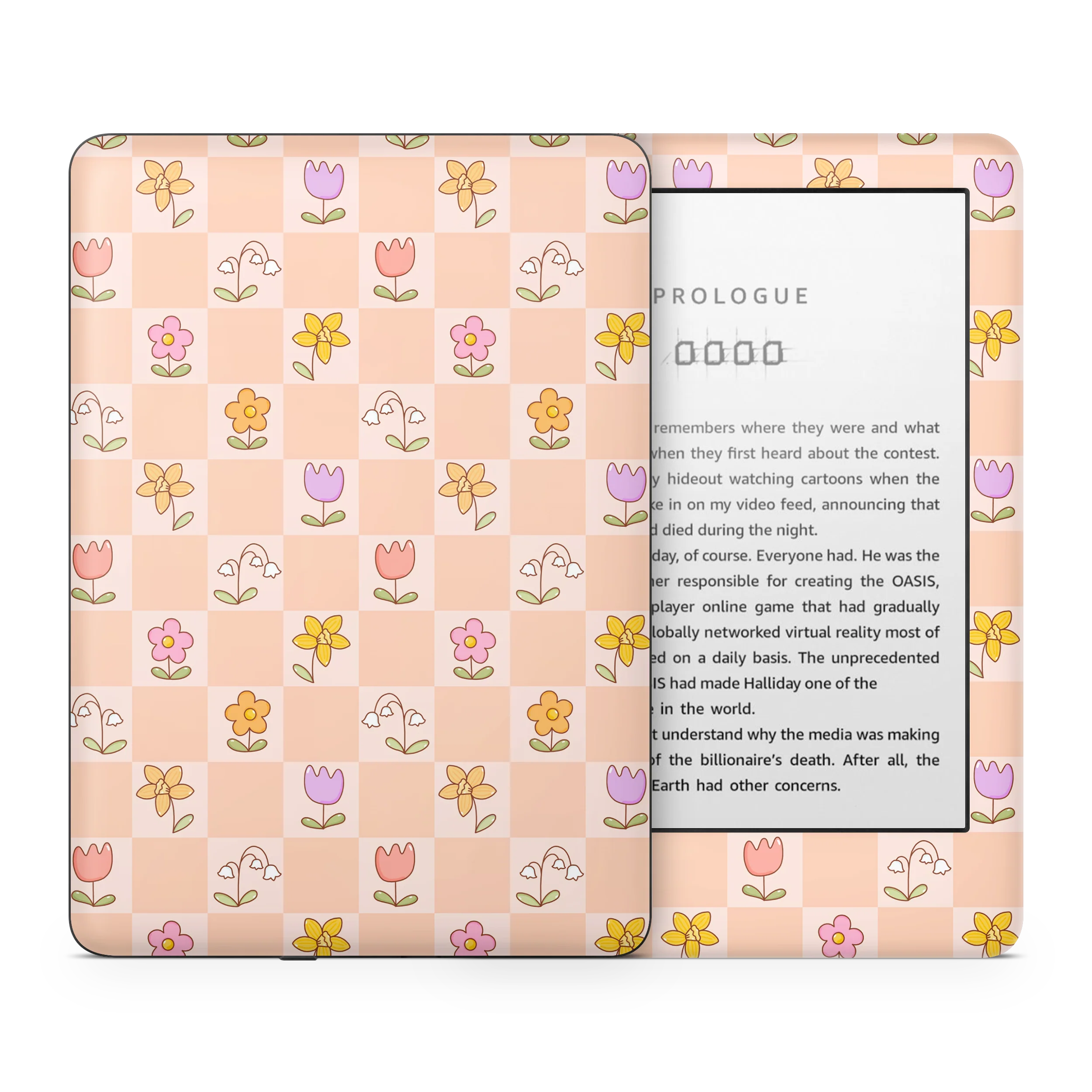 Checkered Flowers Kindle Skin - Image 2