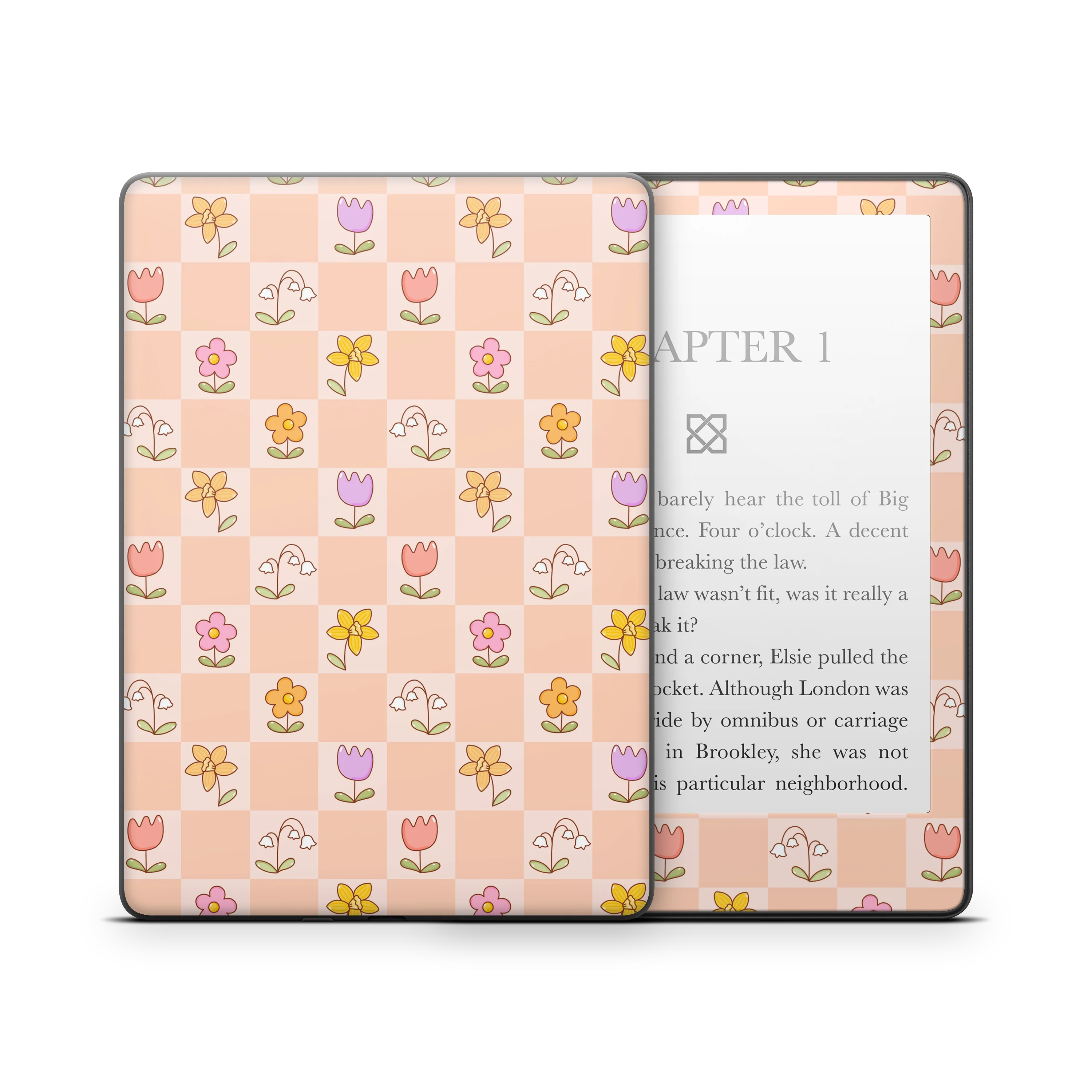 Checkered Flowers Kindle Skin - Image 5