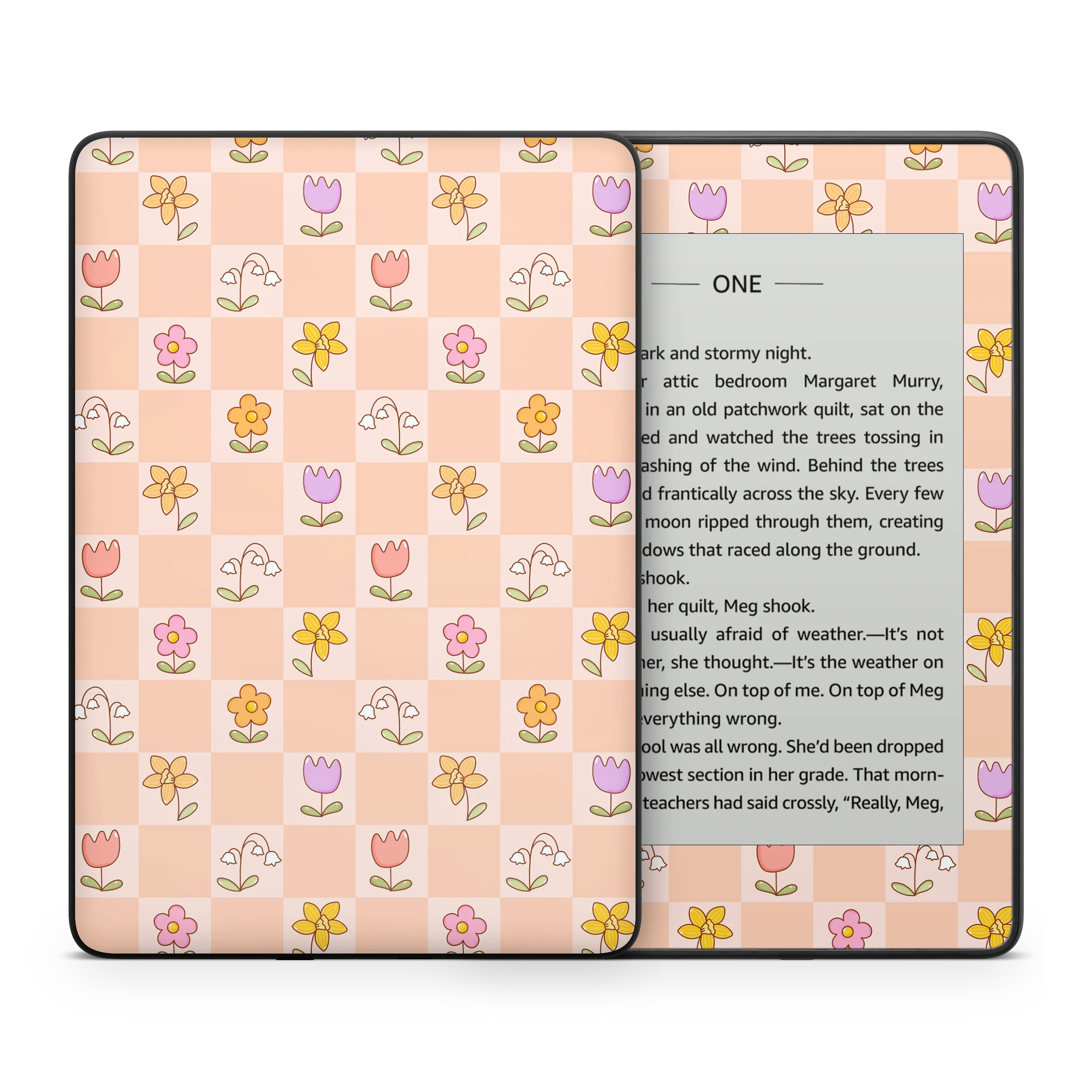Checkered Flowers Kindle Skin - Image 6