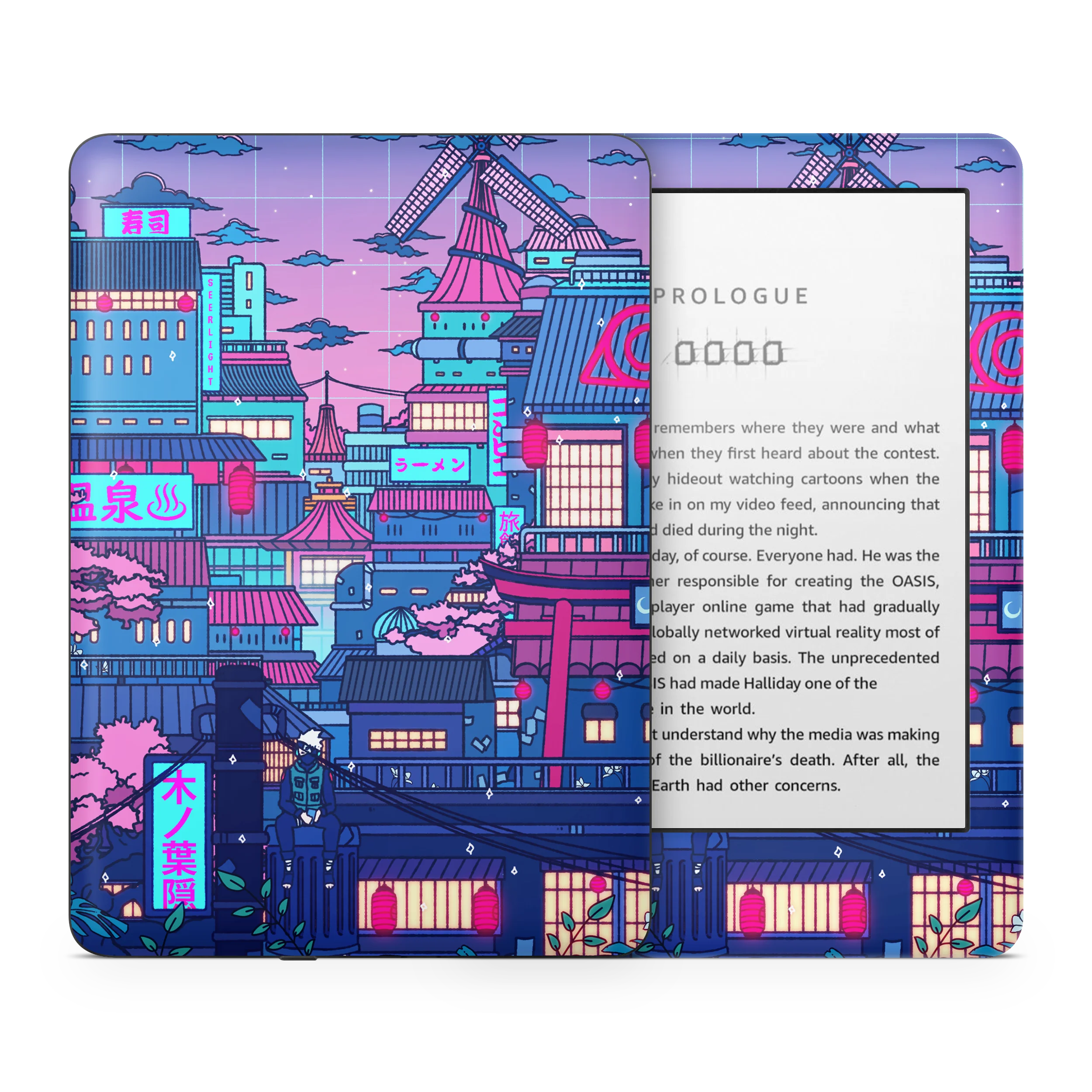 Cyberpunk Village Kindle Skin - Image 2