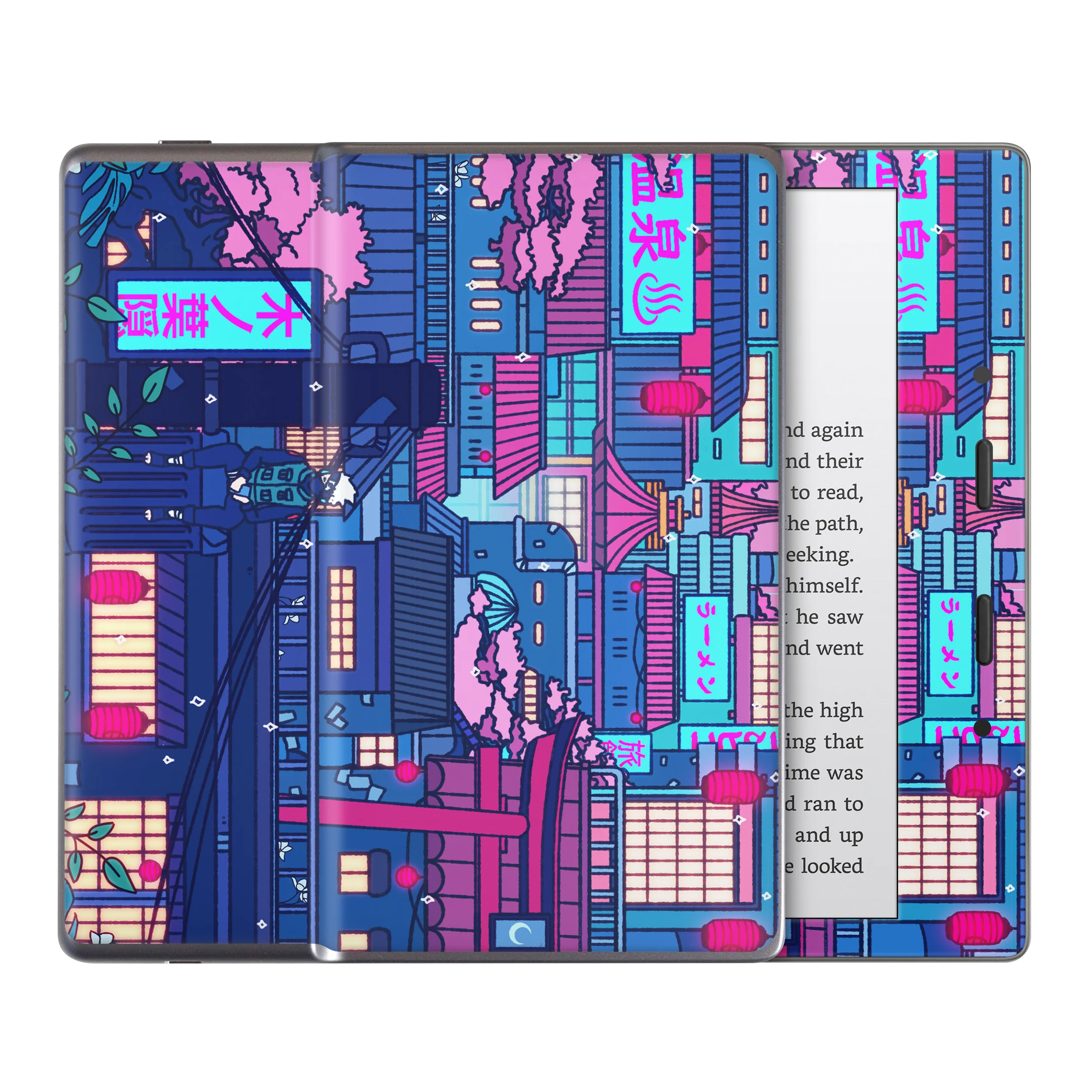 Cyberpunk Village Kindle Skin - Image 4