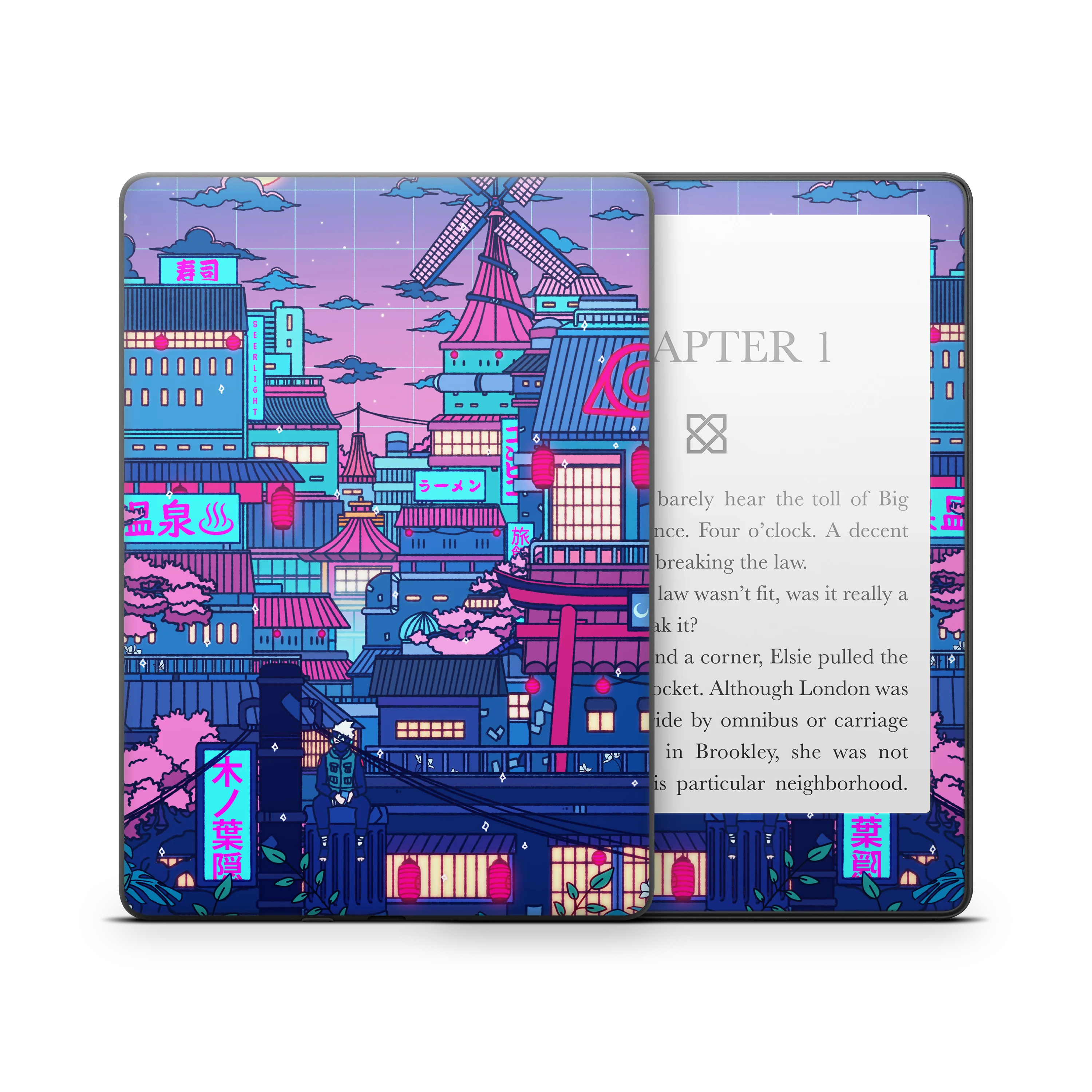 Cyberpunk Village Kindle Skin - Image 5