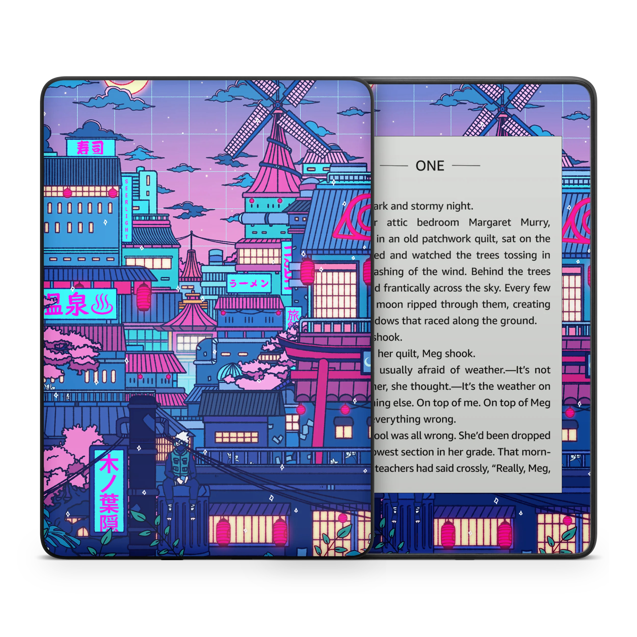 Cyberpunk Village Kindle Skin - Image 6