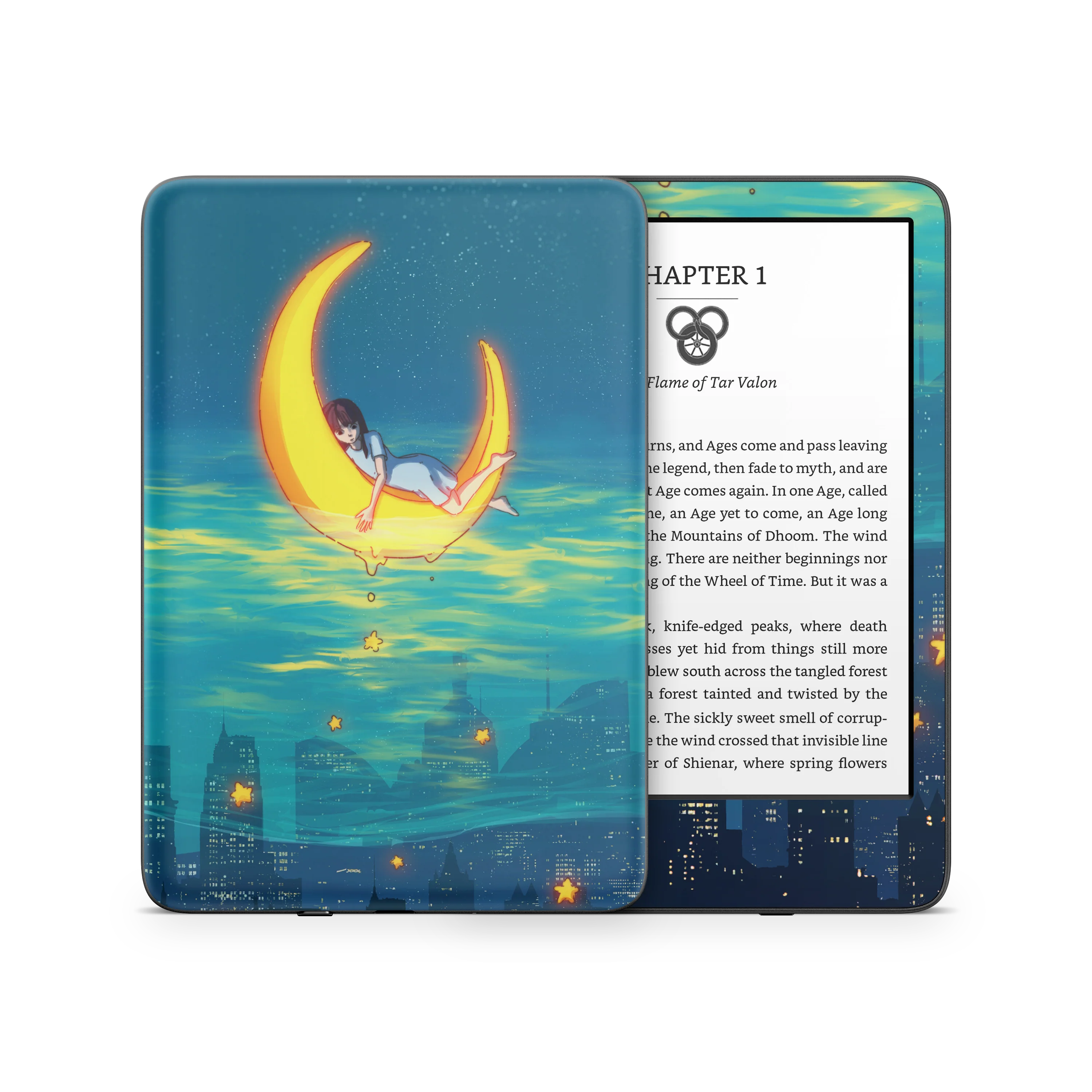 Girl on the Moon Kindle Skin