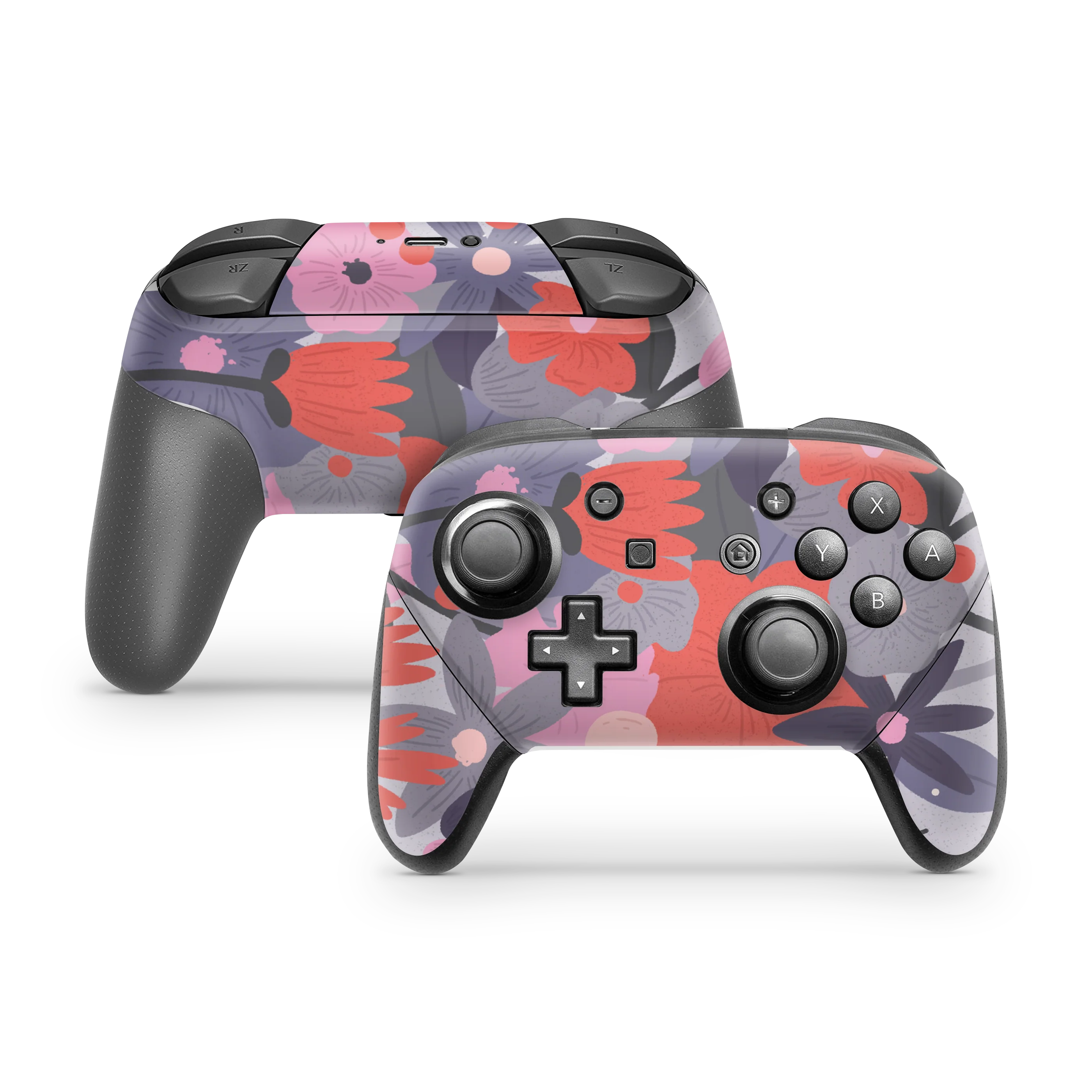 Nintendo Switch Controller Skin Purple Floral