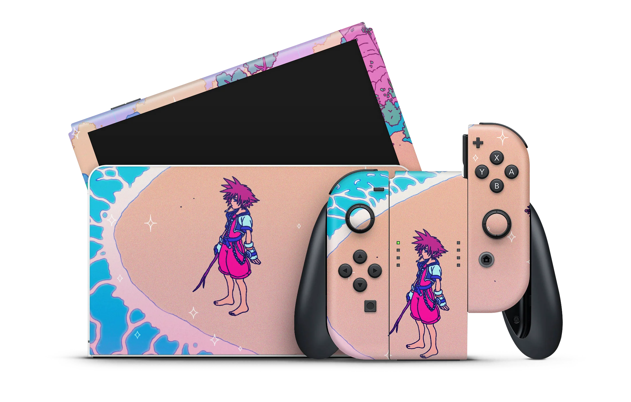 Nintendo Switch OLED Skin KH Waves
