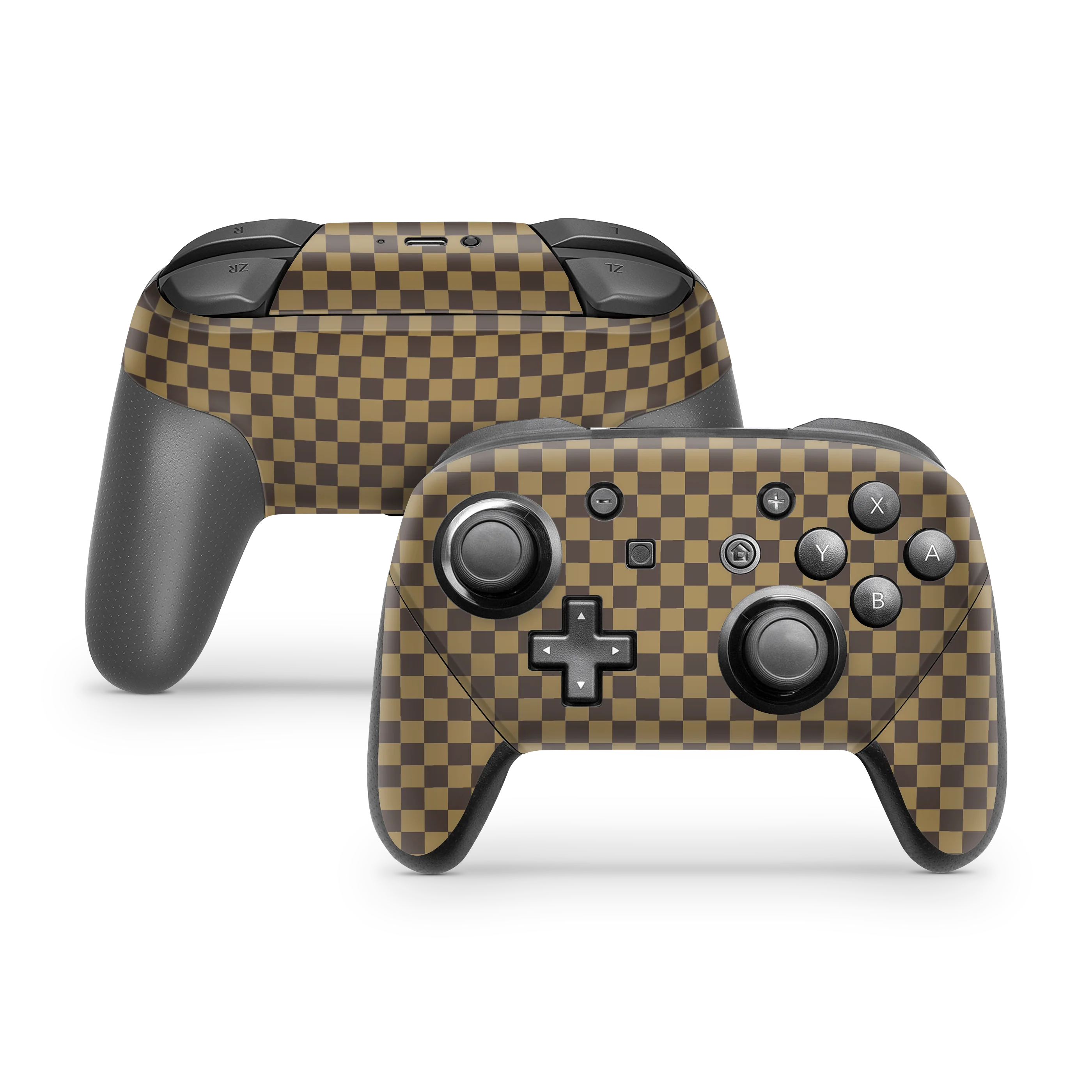 Nintendo Switch Pro Controller Skin Checkers brown