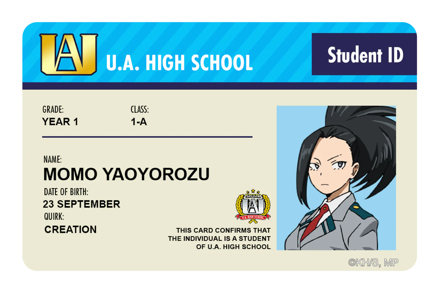 Student ID - Momo Yaoyorozu