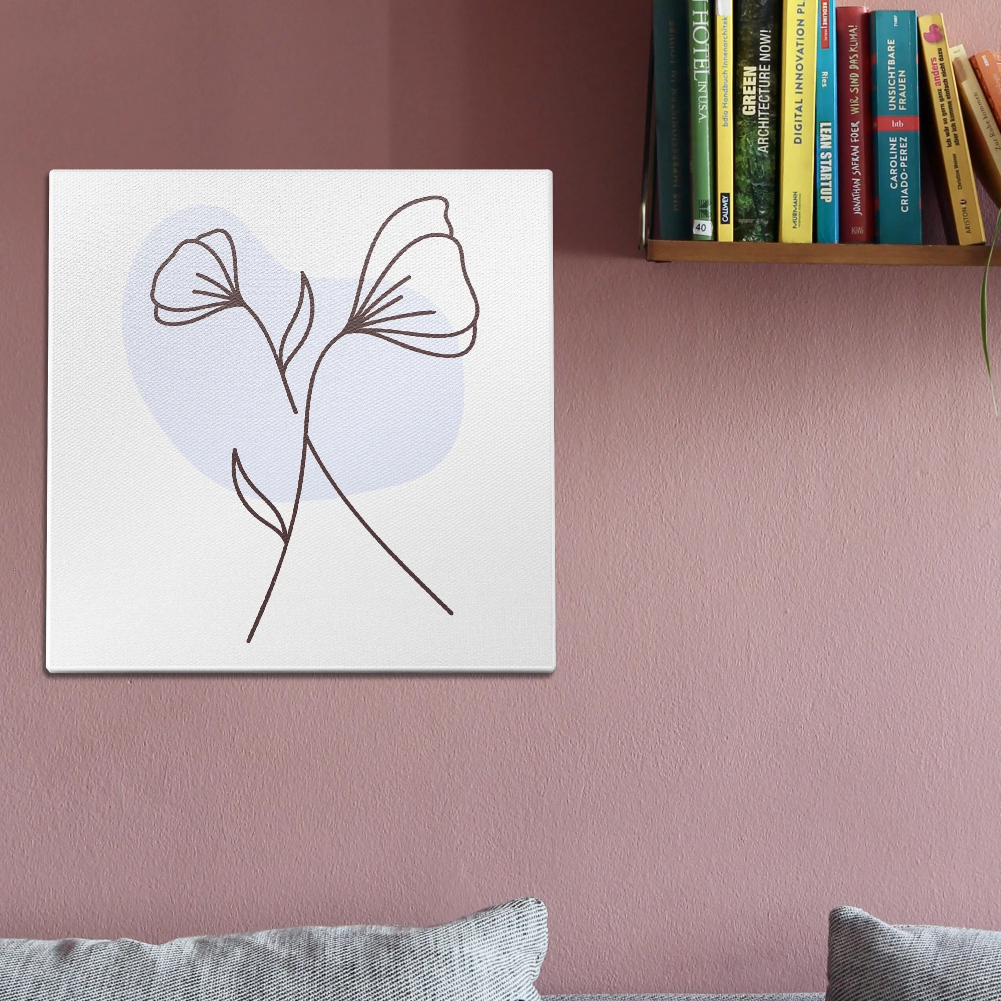 Leaf Doodle Blue Wall Art - Image 2